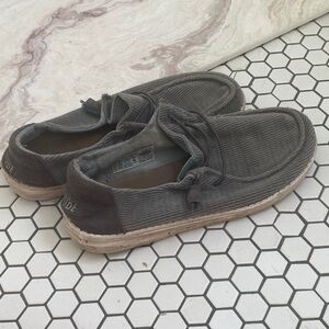 Hey Dude Men's Charcoal Corduroy Loafers